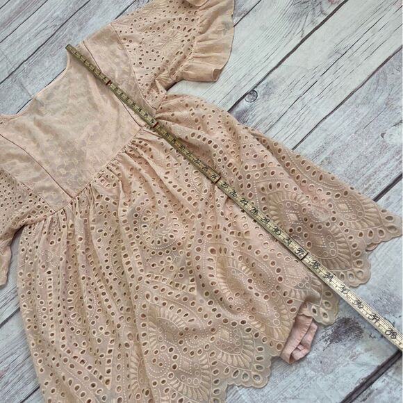 Anthropologie Akemi & Kin Brooke Eyelet Babydoll Oversized Dress Pink Size 2 - Picture 4 of 10